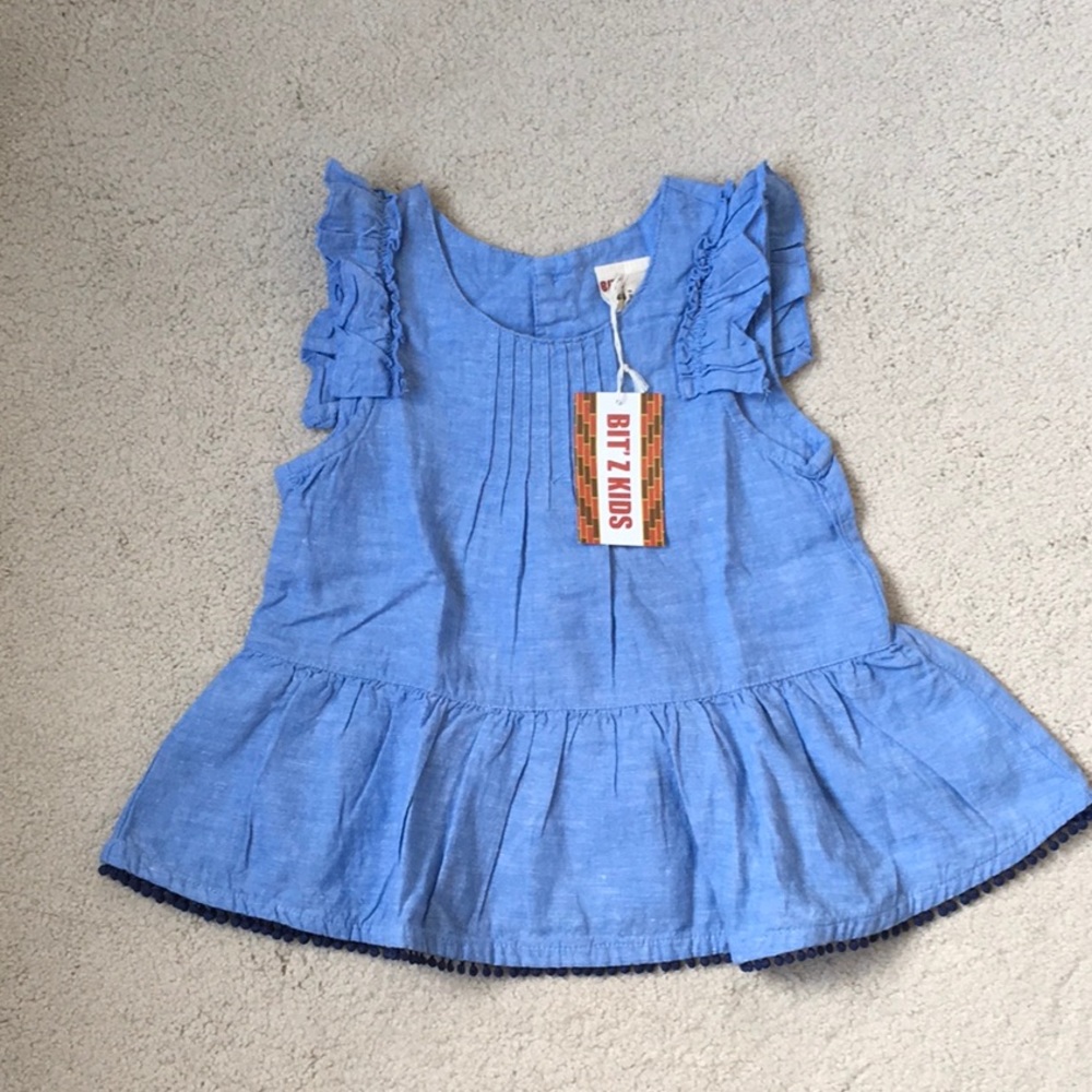 Girls Bitz Kids Chambray Peplum Top NWT 3T-4T